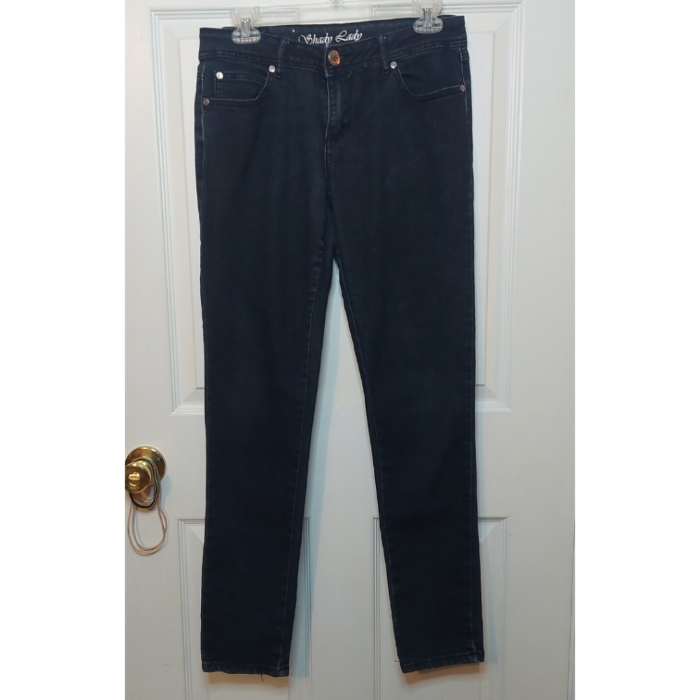 Shady Lady Black Denim Mid Rise Skinny Jeans Stretchy Junior's Size 9 W30 x L30